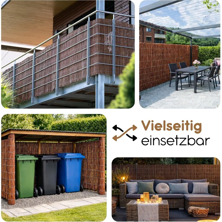 BOOGARDI Weidenmatte - 20 Größen - Weidenzaun 40 cm hoch x 300 cm lang - Sichtschutzmatte Balkonverkleidung Gartenzaun Sichtschutz Zaun Garten Balkon Sichtschutzzaun Holz Weide – Bild 2