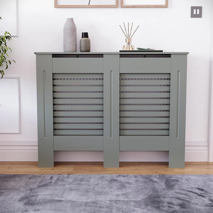 Vida Designs Milton Heizkörperabdeckung, traditionelle mitteldichte Faserplatte, grau lackierter Schrank, mittelgroß – Bild 2