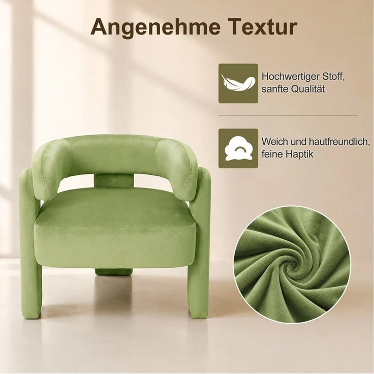 HomeMiYN Sessel Moderner sessel für Wohnzimmer und Schlafzimmer – Eleganter Samtsessel (1-St), Eleganter Ohrensessel für Wohnzimmer, Schlafzimmer bis 120 kg – Bild 4