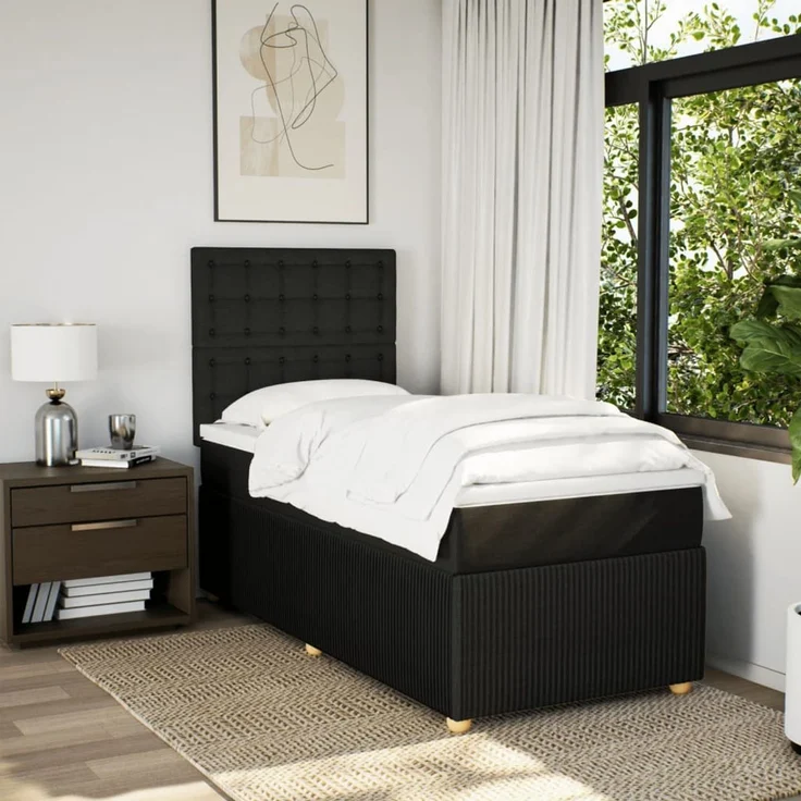 vidaXL Boxspringbett mit Matratze Schwarz 80x200 cm Stoff 3294199 – Bild 5