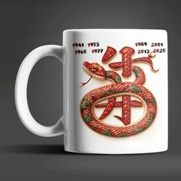 WS-Trend Tasse Schlange Chinesisches Jahres Sternzeichen Kaffeetasse Teetasse, Keramik – Bild 4