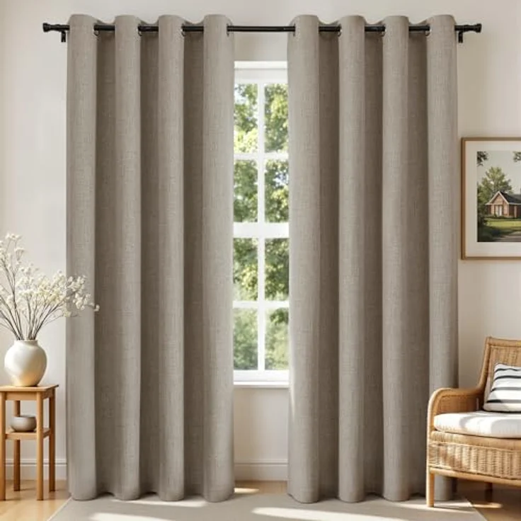 Joydeco Verdunkelungsvorhänge, 183 cm lang, 2 Paneele, Burgrot, Raumverdunkelungsvorhänge für Schlafzimmer, 100% verdunkelnd, strukturiert, Thermovorhänge, Sichtschutz, 2 Paneele Set (B 132 x L 183 – Bild 1