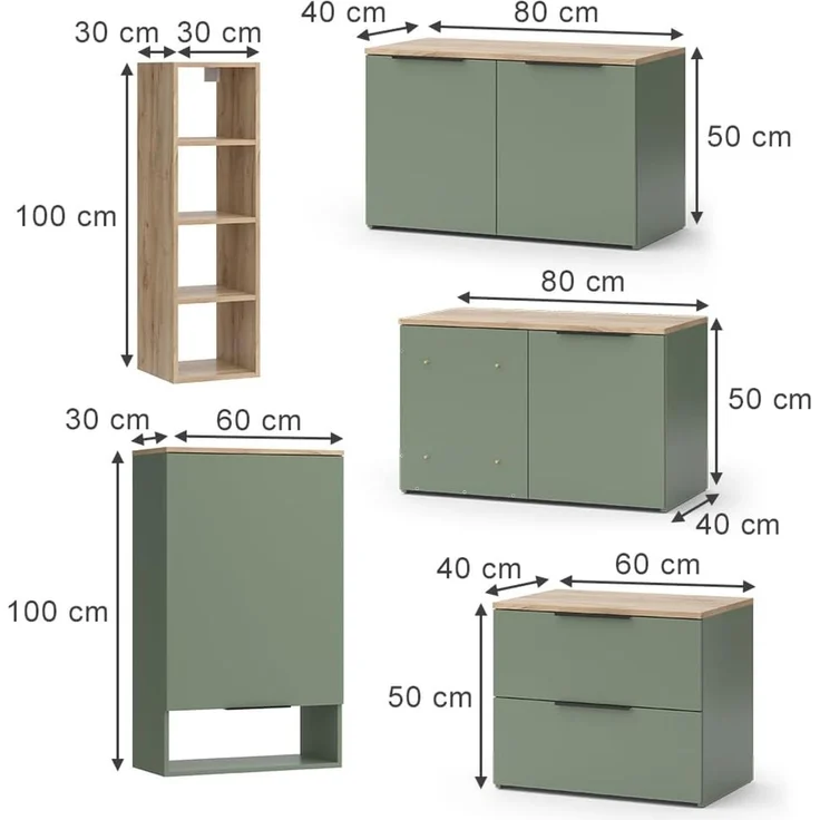 Wohnwand Wido Grün 5 Teile Vicco – Bild 2
