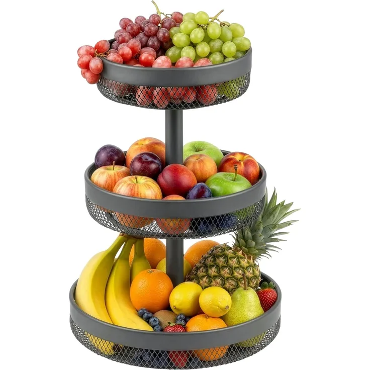 eluno Obstschale rund 3-stöckig, Ø 20 cm, 25 cm und 30 cm, Metall