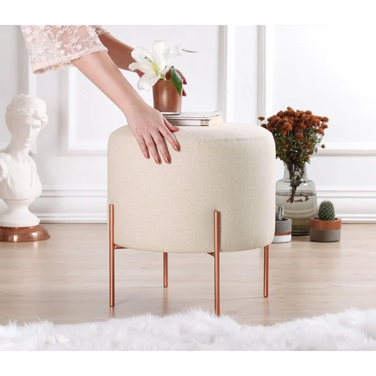 Hanah Home 'Copper 46 - Cream' Pouffe, Creme, 40 x 42 x 40 cm – Bild 4