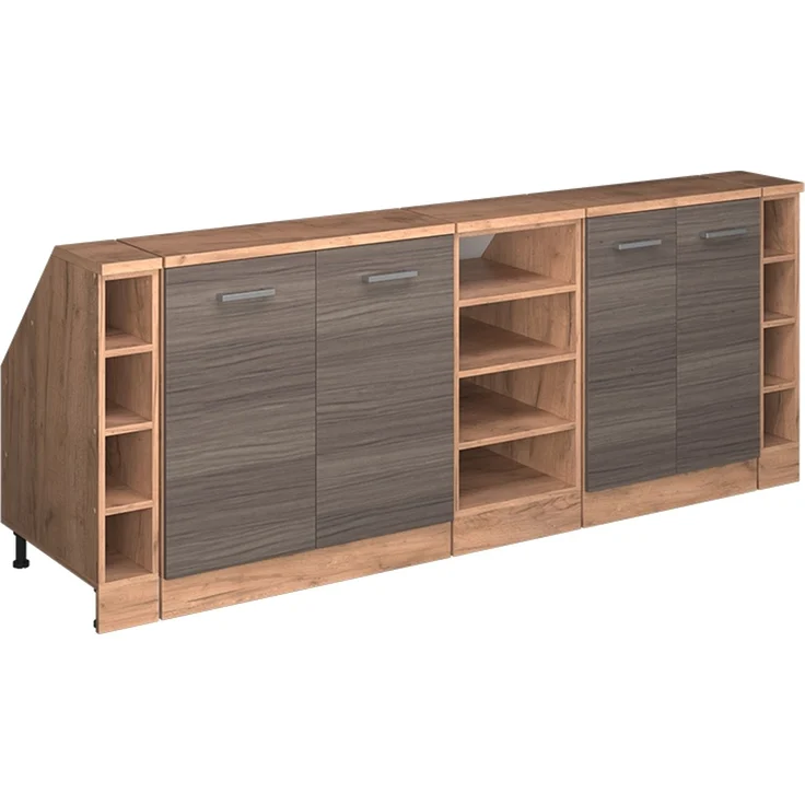 Küchenschrank für Dachschrägen R-Line Edelgrau 210 cm 5er Set Schrankkorpuss 60 cm Tiefe Vicco – Bild 1