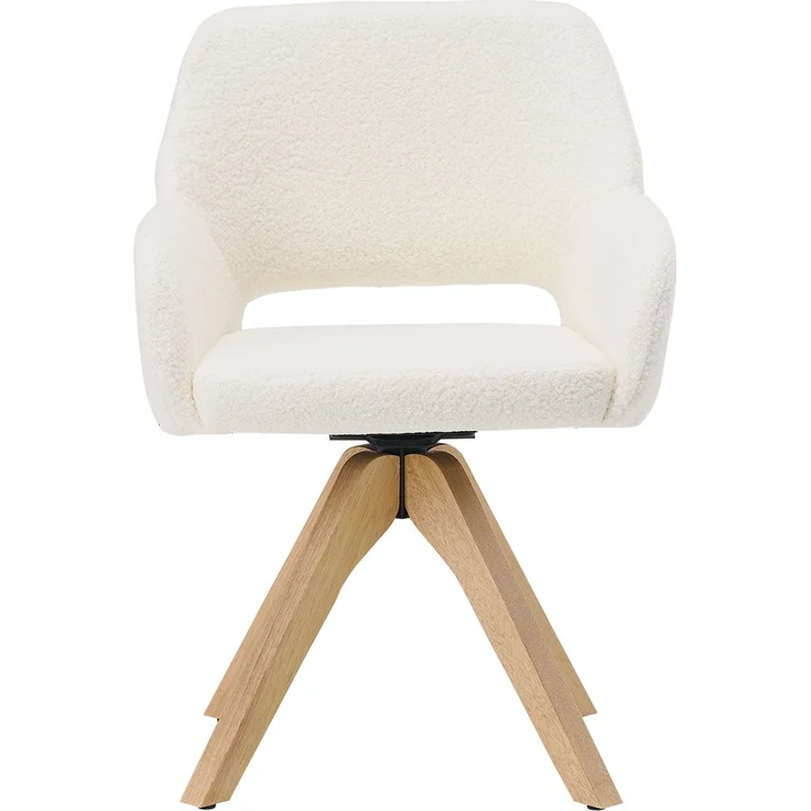 Esszimmerstuhl Drehbar Polsterstuhl mit Armlehne Teddystoff Weiß Drehstuhl Esszimmer Sessel Modern Küchenstuhl – Bild 9