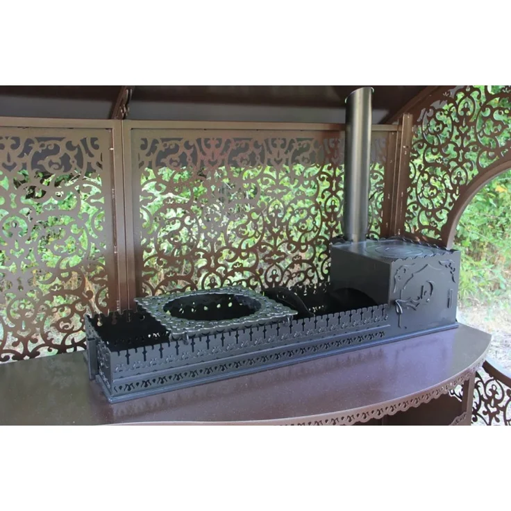 Außenküche – Luxus-Gartenpavillon Emir mit Ofen in Schwarz – Bild 7