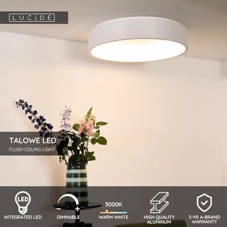 Lucide TALOWE LED - Deckenleuchte mit dimmbarer LED-Lichtquelle, Ø 60 cm, 1x42W, 3000K, Weiß – Bild 3