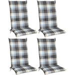 Beautissu 4er Set Hochlehner Auflage Sunny 100 x 50 x 6 cm Blau