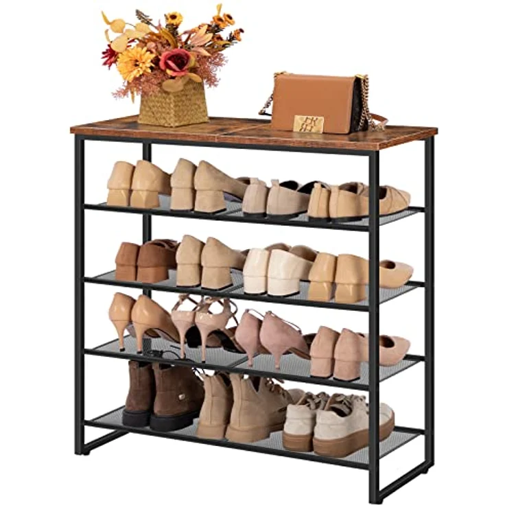 HOOBRO Schuhregal, 5 Ebenen Schuhablage, Schuhschrank, für 16-20 Paar Schuhe, Schuhaufbewahrung, platzsparend, robust und stabil, Flur, Wohnzimmer, Dunkelbraun-Schwarz EBF58XJ01 – Bild 9