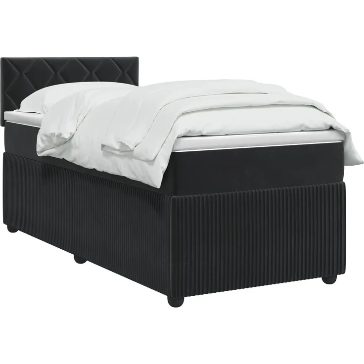 vidaXL Boxspringbett mit Matratze Schwarz 100 x 200 cm Samt 3451627 – Bild 3