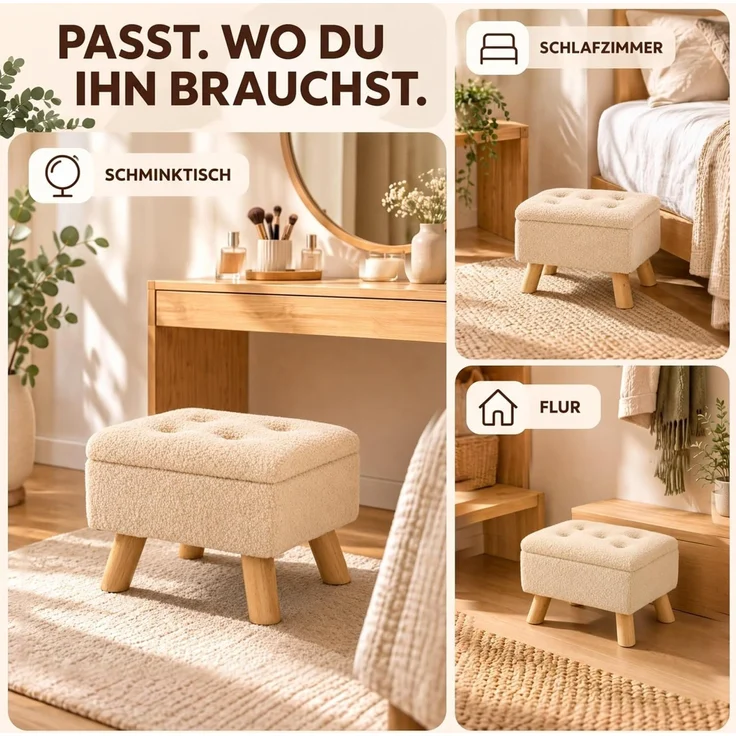 Relaxdays Hocker mit Stauraum Teddystoff – Bild 10