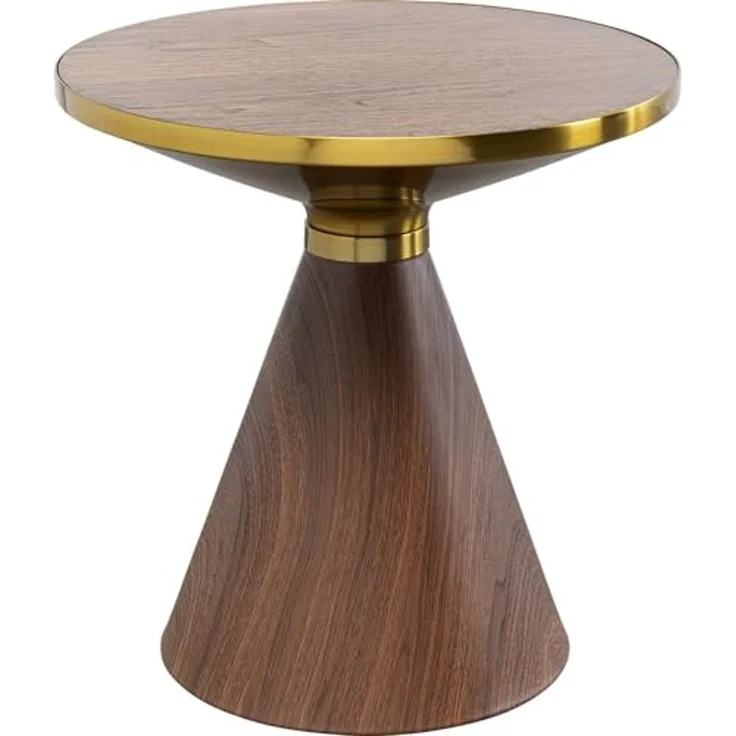 Kare Design Beistelltisch Cono, Braun/Gold, 50cm Durchmesser, Walnuss-Holz, Ablagetisch, Holztisch, Wohnzimmertisch – Bild 1
