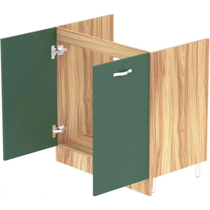 Shally Dogan Küchenunterschrank mit 2 Türen zum Einbauen, Unterschrank mit 80 cm für Spüle (Grün, 80 x 50 x 85 cm) – Bild 7