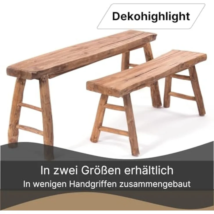 DESIGN DELIGHTS Sitzbank HOLZBANK "MALU 120", Holz massivholz, 120 cm, Baumkante Sitzbank – Bild 4