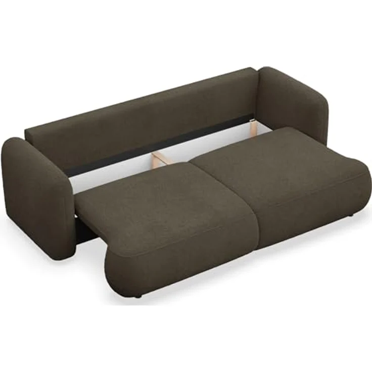 Selsey Sofa mit Schlaffunktion und Bettkasten 253x110 cm Braun Bouclé – Schlafsofa & Couch mit DL-Automatik, große Schlafcouch 165x205 cm, 3-Sitzer Sofa Bed, Polstersofa mit Stauraum – Bild 6