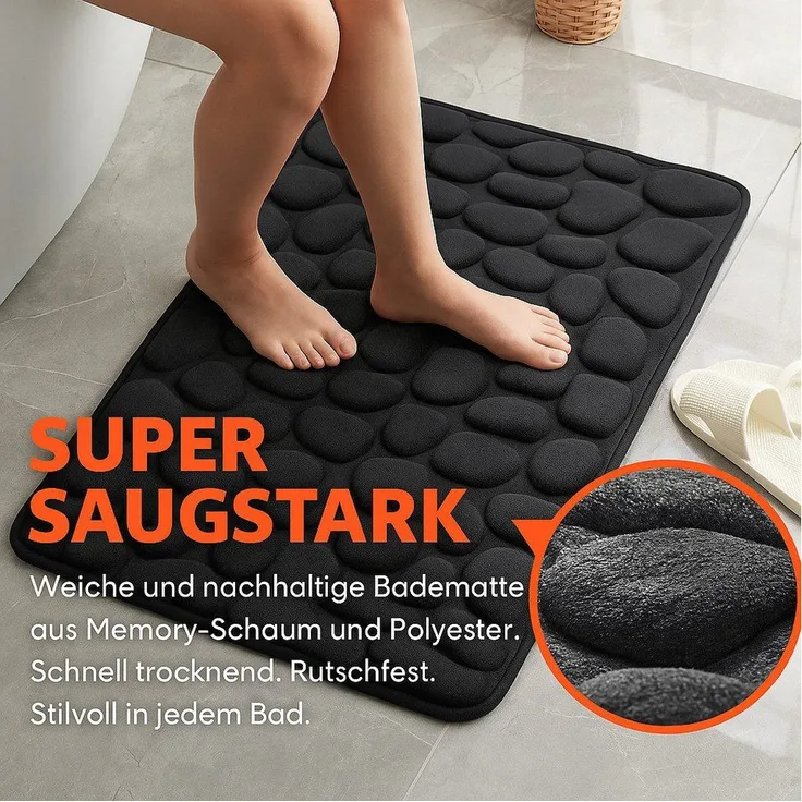 Euroshowers GmbH Badematte Memory Foam Rimini, Limettengrün, rechteckig, 60 × 95 cm, 100% Polyester, maschinenwaschbar, rutschfest