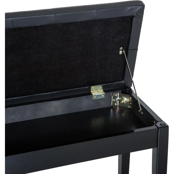 HOMCOM Klavierbank traditionellen Flurbank im Landhausstil kosmetischer Hocker Stauraum (Hocker, 1-St, Klavierhocker), Gummiholz Kunstleder Schwarz 76 x 36 x 50 cm – Bild 10