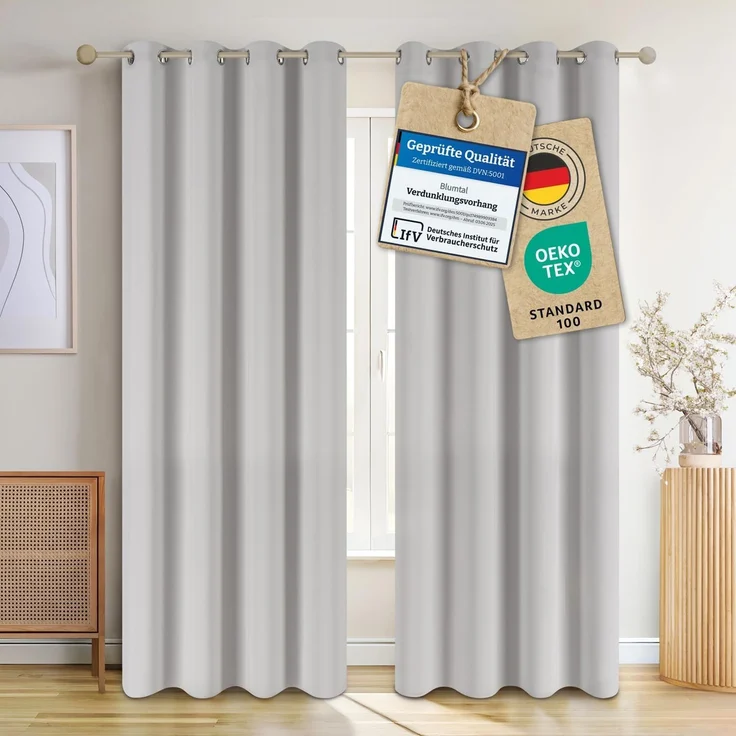 Blumtal Verdunkelungsvorhang 2er-Set Gardinen Wärmeisolierend Blickdicht, Ösen (2 St), verdunkelnd, mit Ösen