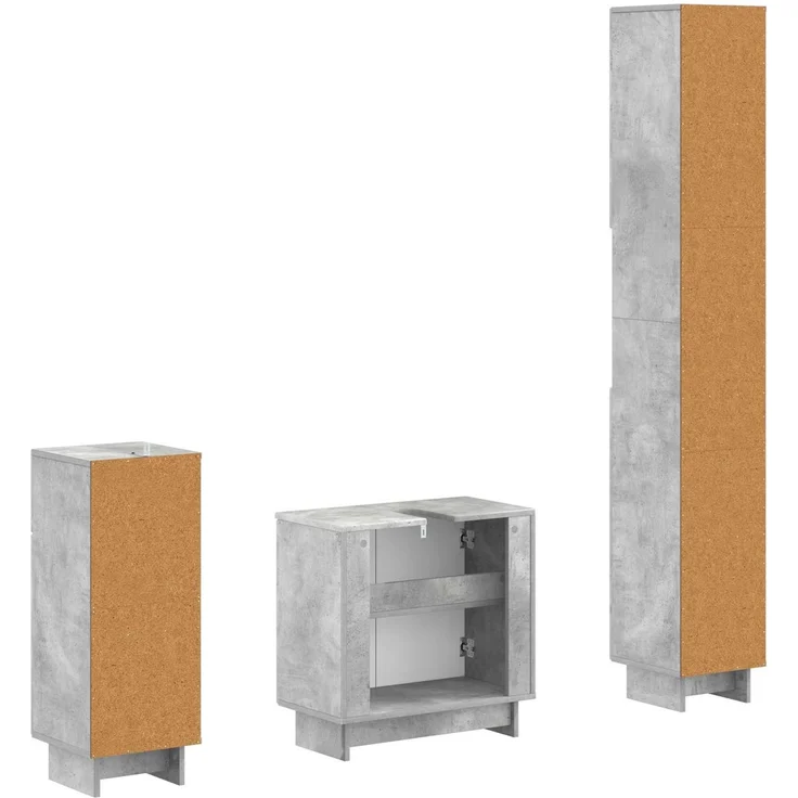 vidaXL 3-teiliges Badezimmer-Schranksystem EDE Betongrau Holzwerkstoff 3417822 – Bild 6