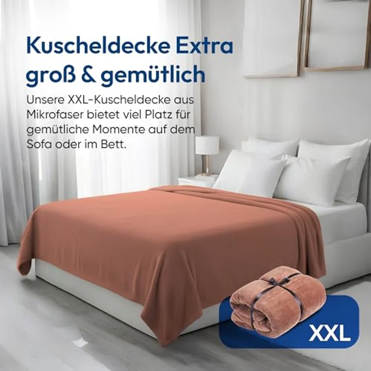 Wohndecke FELUNA Coral Fleece Kuscheldecke XXL – Superweicher Cashmere-Touch, Feluna, Tagesdecke Kaschmir-Touch 220 x 200 cm – Bild 8