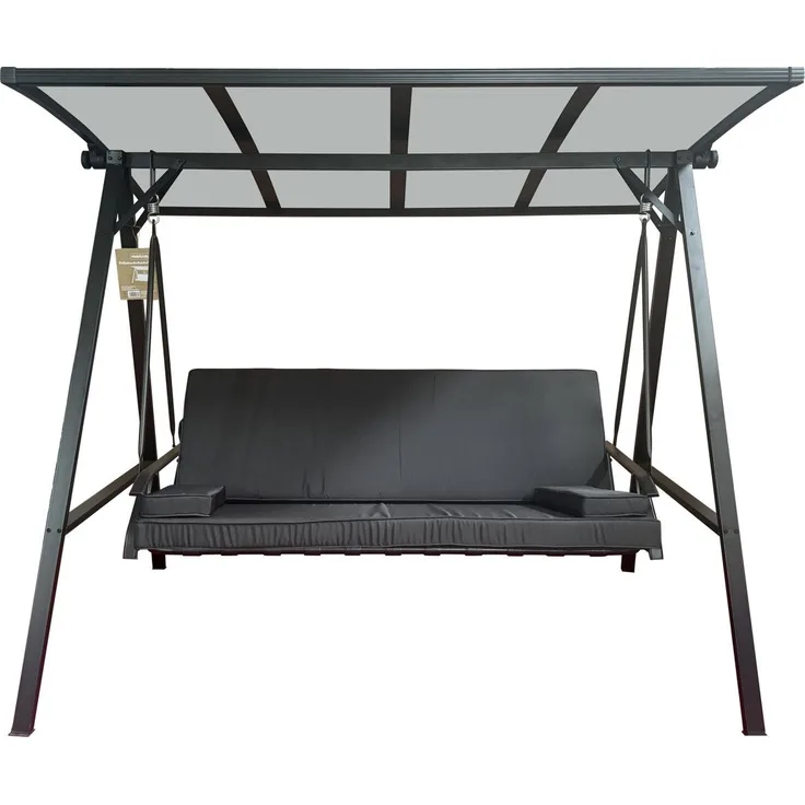 Primaster Hollywoodschaukel Madeira Stahl Gartenschaukel schwarz Sonnendach