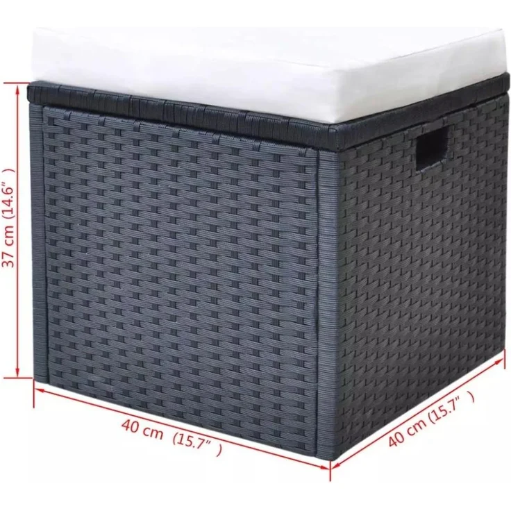 vidaXL 6-tlg. Garten-Essgruppe mit Kissen Poly Rattan Schwarz 42643 – Bild 2