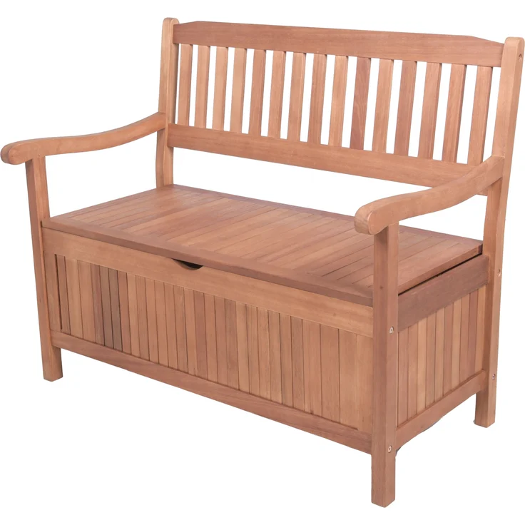 Gartenbank RENNES 2-Sitzer mit Staufach - 107cm Breit, Eukalyptus, Natur | Terrassenbank Wetterfest Sitzbank Outdoor Bank – Bild 4