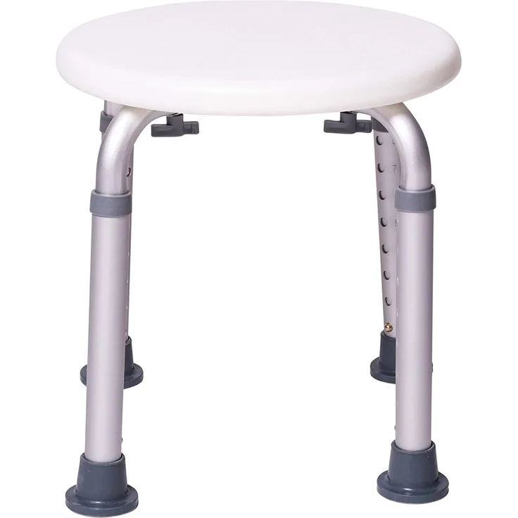 ONVAYA® Duschhocker rund weiß aus Kunststoff | 150kg | Badhocker höhenverstellbar | Duschsitz | Duschstuhl | Duschhilfe