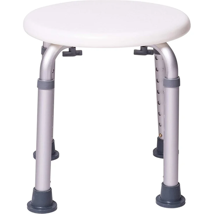 ONVAYA® Duschhocker rund weiß aus Kunststoff | 150kg | Badhocker höhenverstellbar | Duschsitz | Duschstuhl | Duschhilfe