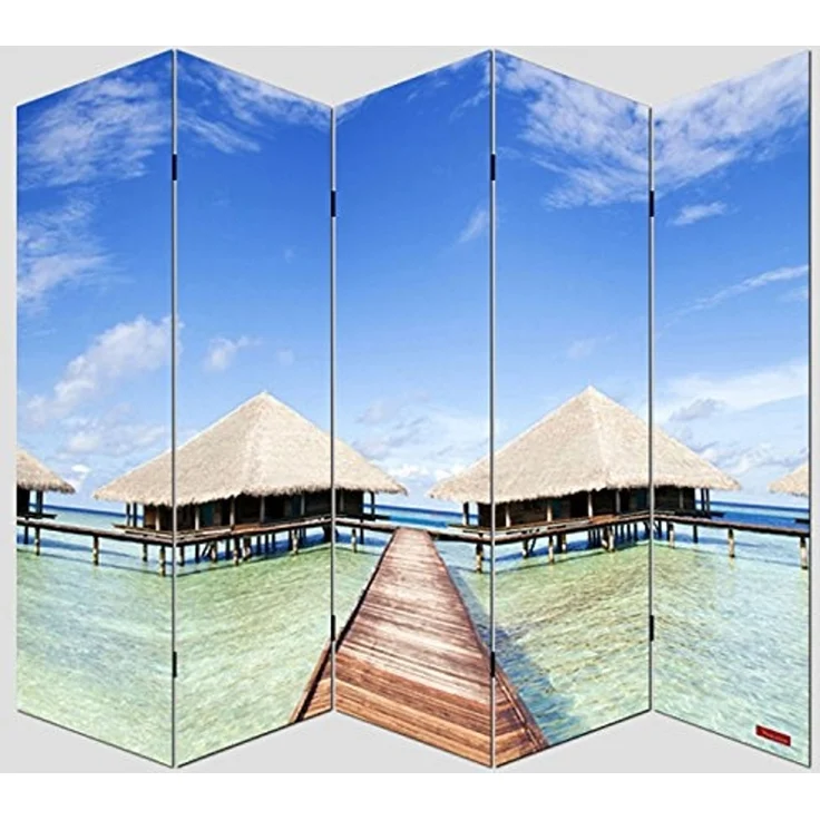 Foto-Paravent Paravent Raumteiler Trennwand M68 ~ 180x200cm, Strand – Bild 4