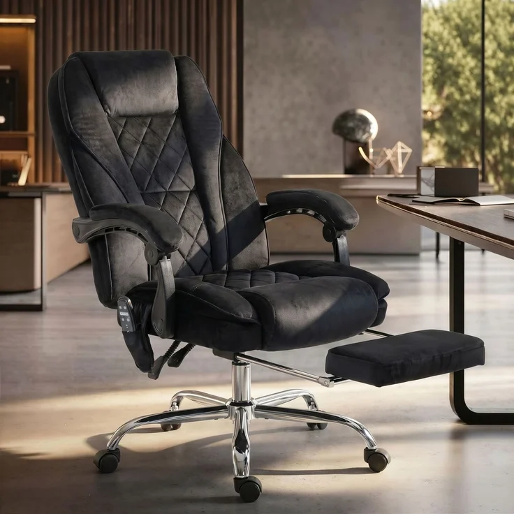 Wohnora-Bürostuhl Ergonomisch mit Vibrationsmassage und Wärme, Schwarz,H 1190cm x T 720cm x B 350cm,Black – Bild 4