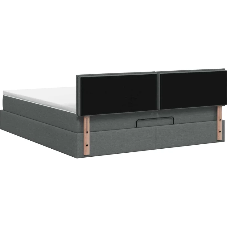 vidaXL Ottoman-Bett mit Matratze und LED Dunkelgrau 180 x 200 cm Stoff 3456844 – Bild 10