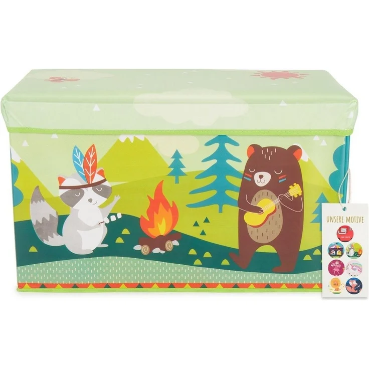 Große Spielzeug- und Staubox sowie Sitzbank fürs Kinderzimmer, Waldtiere, 60 x 30 x 35 cm, von Bieco – Bild 1