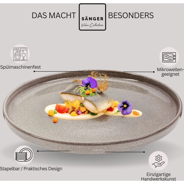 SÄNGER Speiseteller Set Kairo Clay - 6 teilig aus Steingut – Bild 4