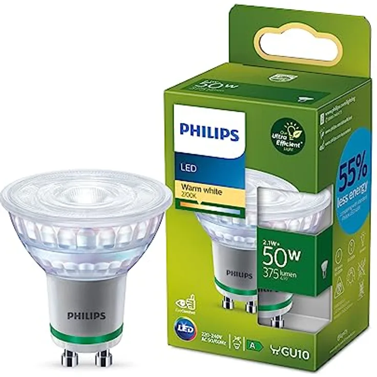 Philips GU10 LED-Reflektor 2,1W, 375lm, 2.700K, warmweiß, nicht dimmbar