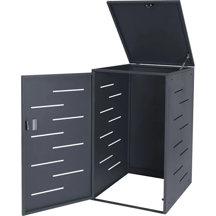 Mülltonnenverkleidung HWC-E83, Mülltonnenbox Mülltonnenabdeckung, erweiterbar 117x66x80cm ~ anthrazit, Stahl 33kg – Bild 5