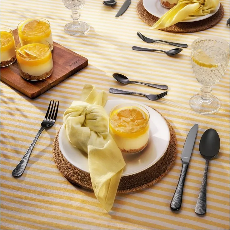 Kuppels Home CRYSTAL Besteckset 30-teilig PVD schwarz gehämmert