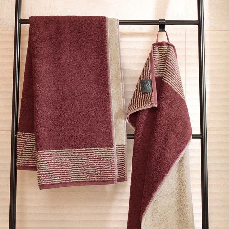 CAWÖ Handtuch Set, 10-tlg. - C Two-Tone, 2x Duschtuch, 4x Handtuch, 4x Gästetuch Bordeaux Set – Bild 6