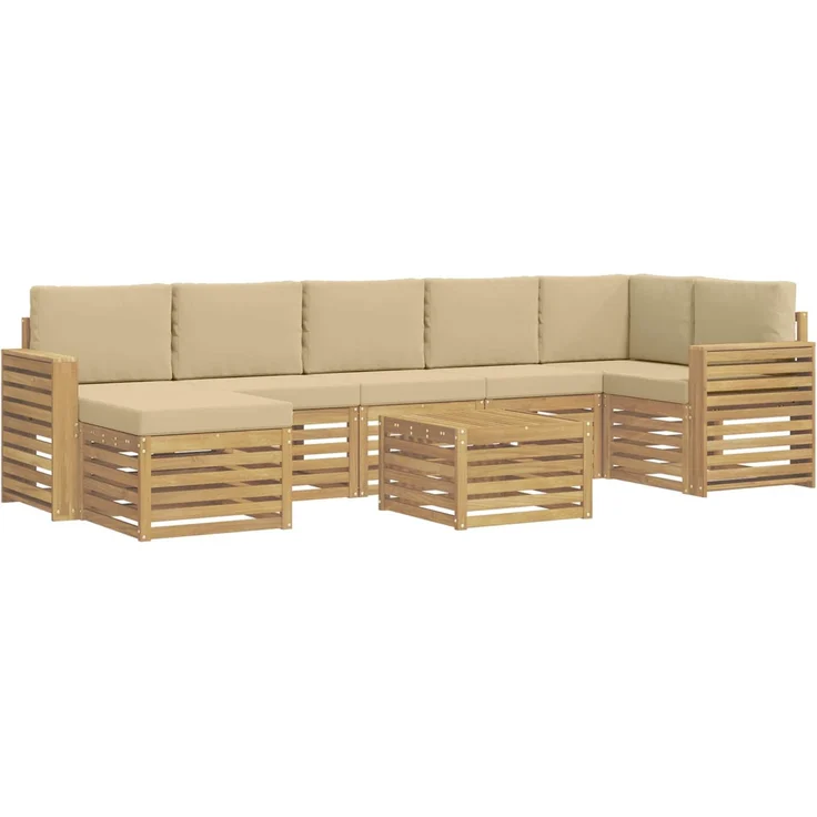 vidaXL Outdoor-Sofagarnitur 8 stk. 8-Sitzer Weiß und Beige Polyester 3392243 – Bild 2