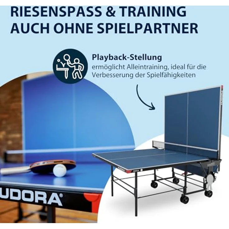 HUDORA Tischtennisplatte Match, witterungsbeständige Melaminharzplatte mit 5 mm Stärke, klappbar und mit Ball- und Schlägerhalter – Bild 5