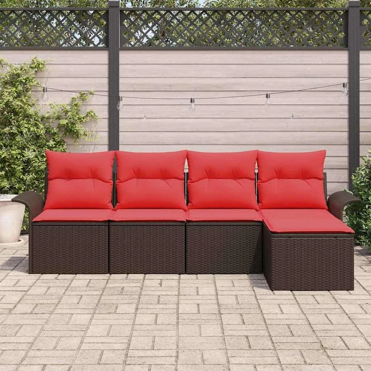 vidaXL Gartensofa-set mit Speicher 5 pcs Braun Poly-Rattan 3353993 – Bild 3