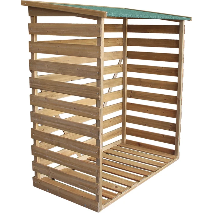 MCombo Kaminholzregal Brennholzregal Kaminholzunterstand 1200, mit Rückwand, aus Holz, Braun, 64 x 116 x 123 cm – Bild 2