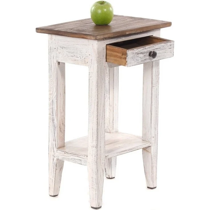 DESIGN DELIGHTS 'Planta' Beistelltisch mit Schublade, 52x34cm (HxB), Weiß-Natur – Bild 2