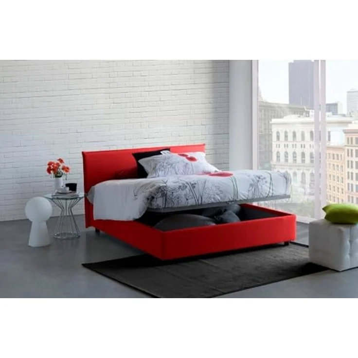 Talamo Italia - Doppelbett Beata, Stoffbett mit Stauraum, Öffnung vorne, inklusive Matratze 140x190 cm, 100 % Made in Italy, Rot – Bild 7