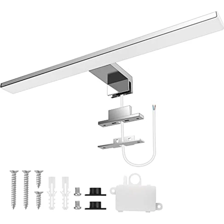 Aourow LED Spiegelleuchte Bad 10W,40CM 820LM Spiegellampe Badezimmer,Kaltes Weiß 6500K IP44 Wasserdicht Badlampe Spiegel KLASSE II 230V Spiegelschrank Beleuchtung – Bild 1