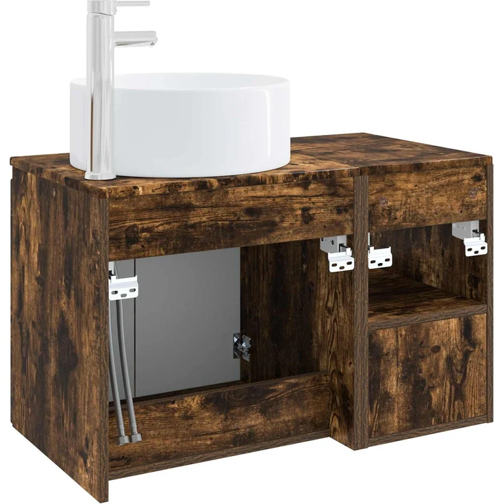 vidaXL Badezimmerschrank-Set 2 stk. Geräucherte Eiche 3404109 – Bild 6
