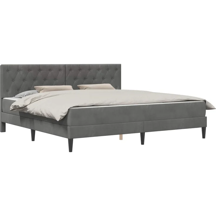 vidaXL Bettgestell mit Matratze Dunkelgrau 200x200 cm Samt 3415073 – Bild 2