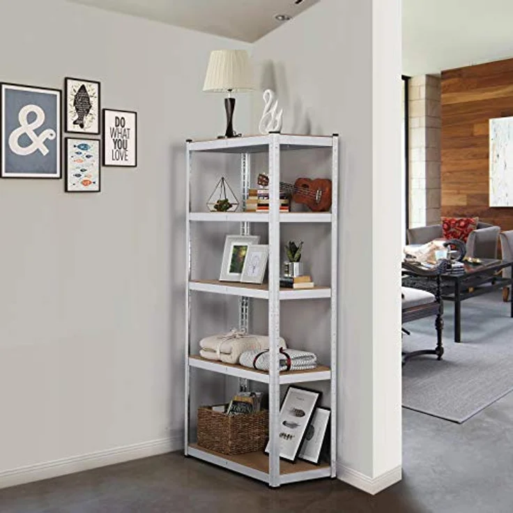 Yaheetech Lagerregal XL Kellerregal Werkstattregal Regal verzinkt belastbar bis 175kg, Größe: 180 x 90 x 40 cm, Keller, Silber – Bild 7